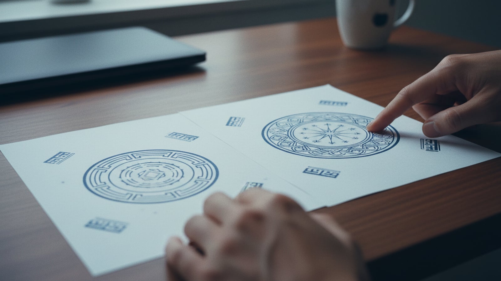 Cyber Essentials certification printed beside a laptop on a tidy desk.