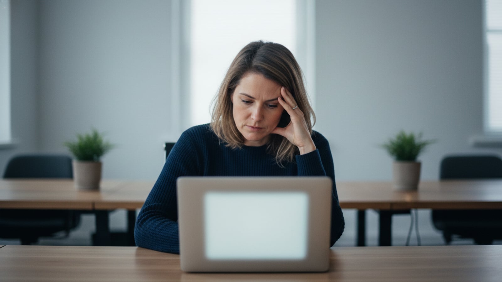 Frustrated person on a phone call.